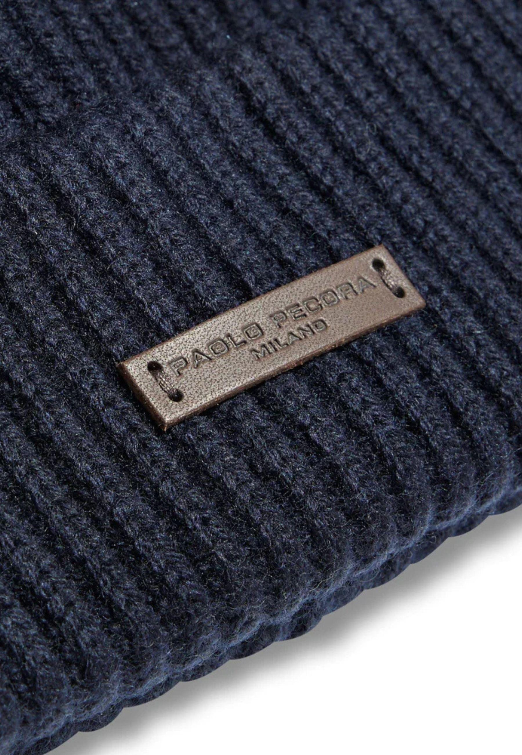 Berretto il lana merino a coste Blu 