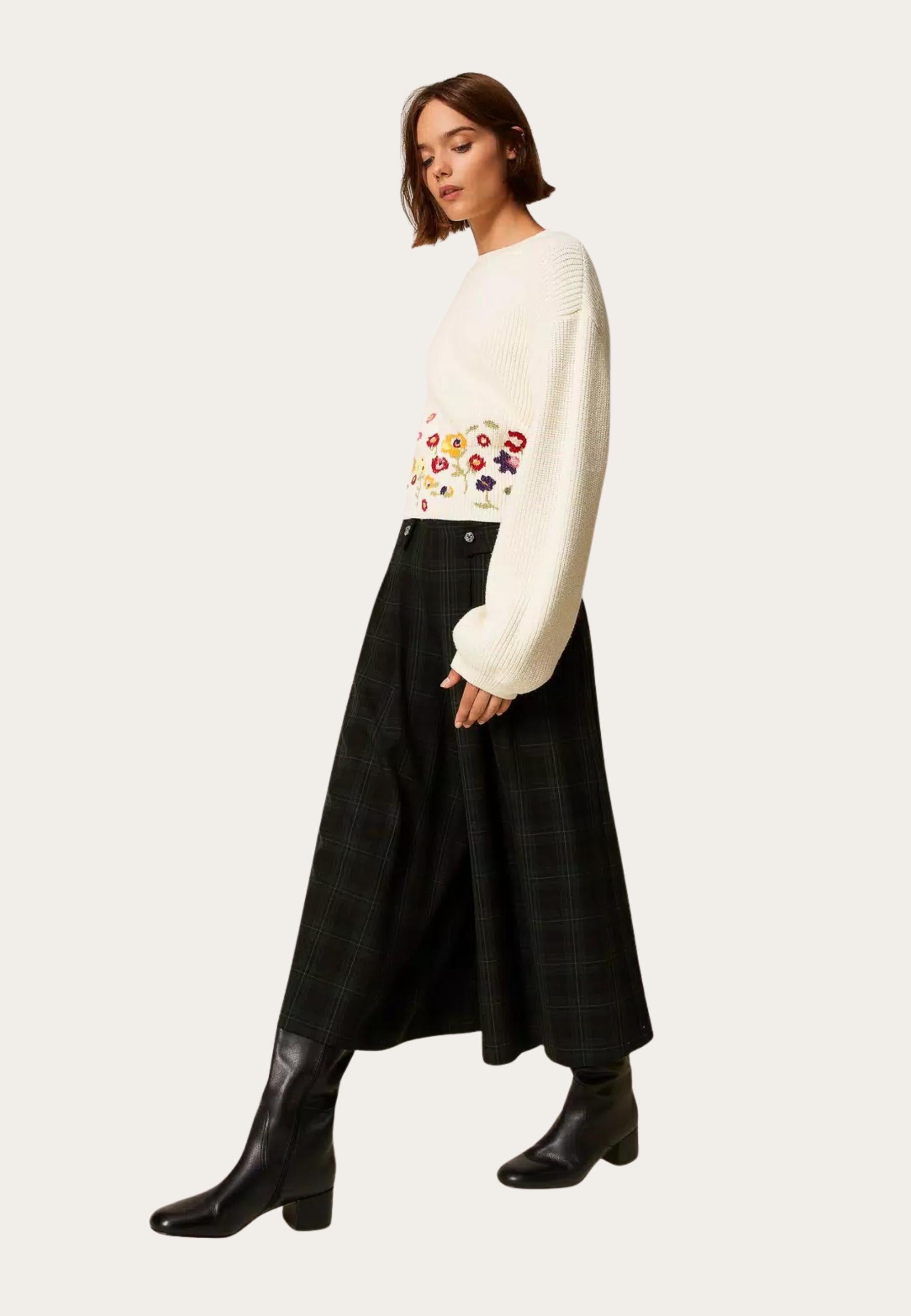 Gonna Pantalone Actitude by Twinset in Tartan Verde 