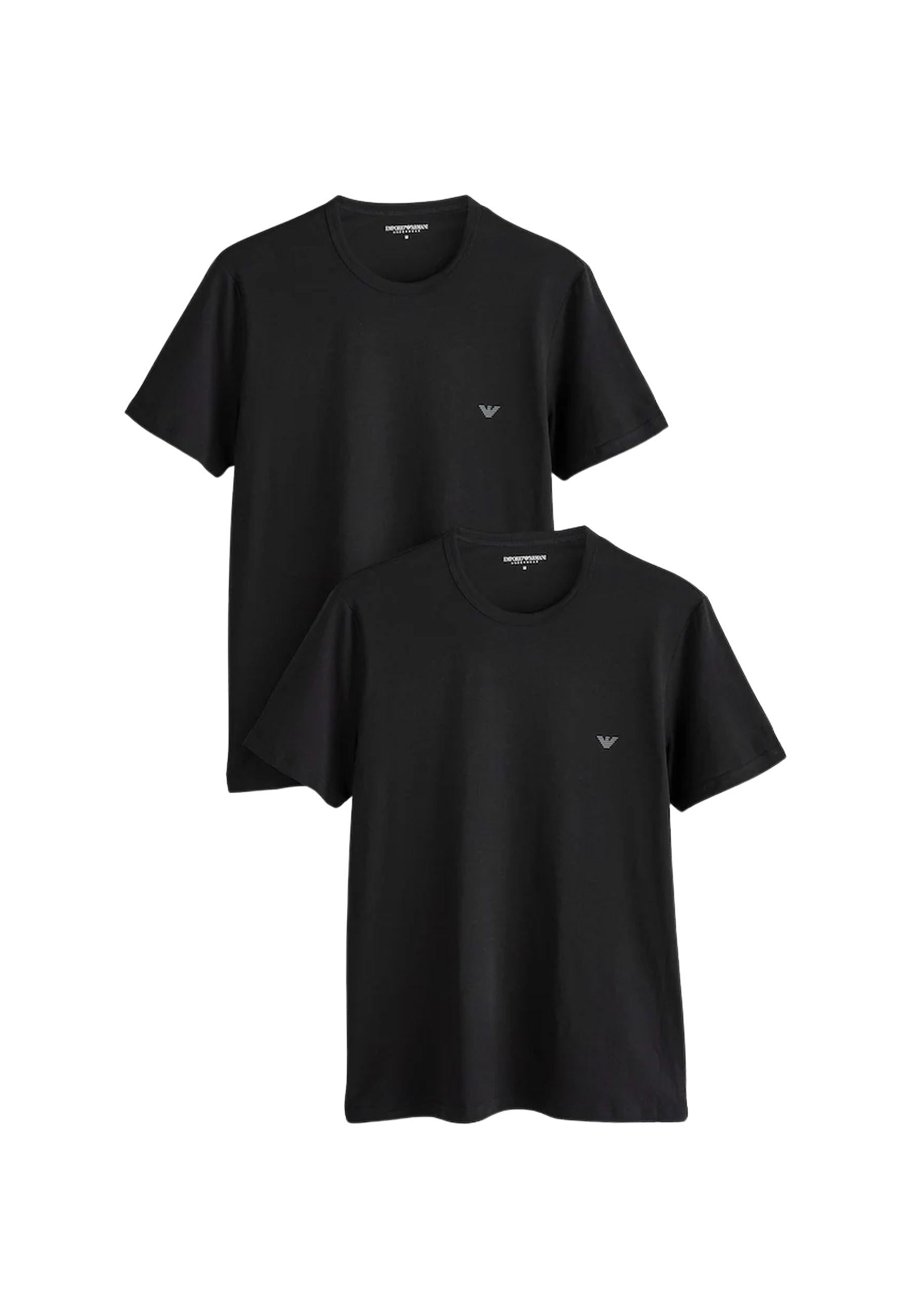 Emporio Armani - T-Shirt Uomo Pack 2 Pezzi Nero con Micro Logo 