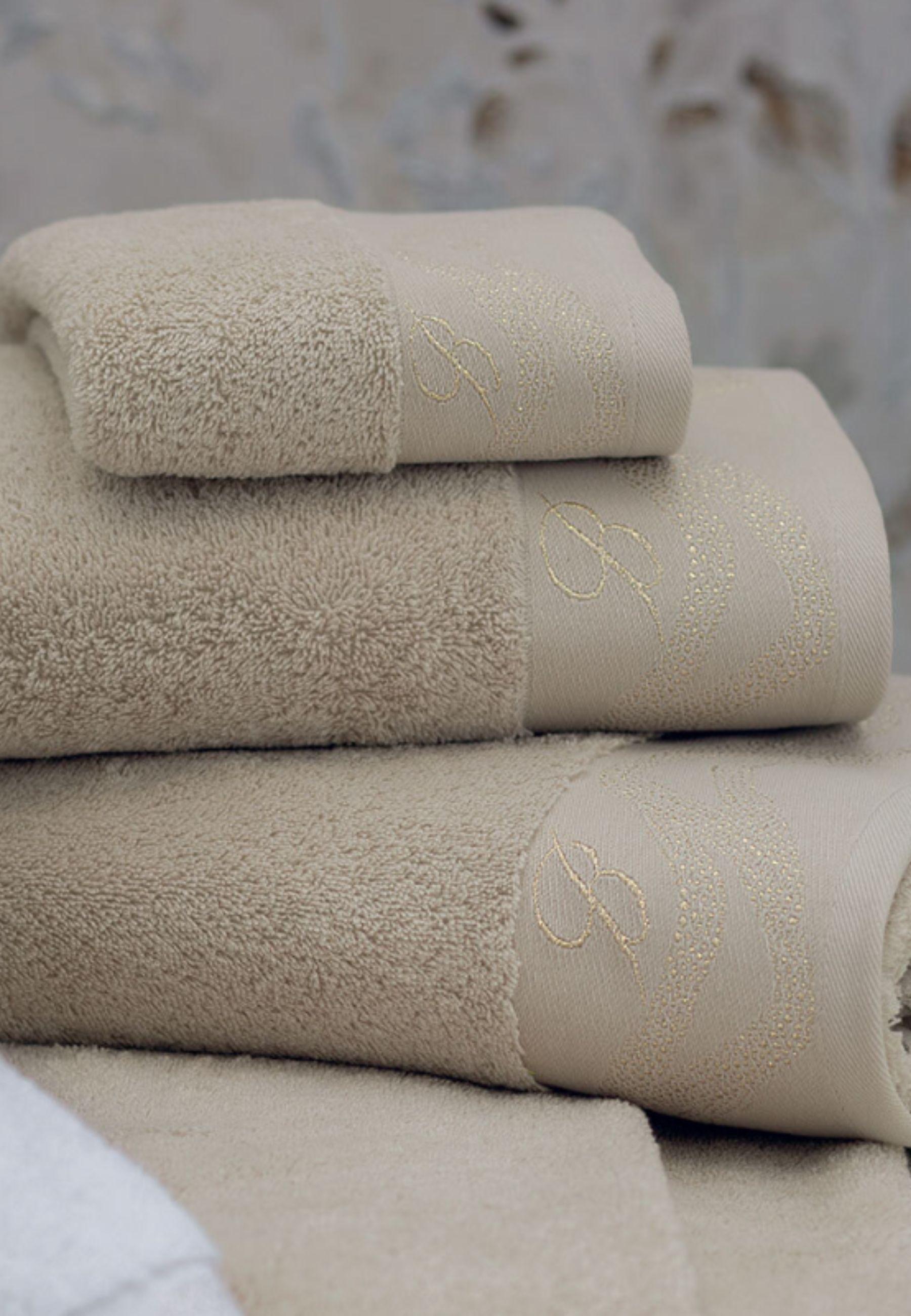 Set asciugamani Crystelle 2 pezzi in spugna di cotone con logo jacquard lurex 