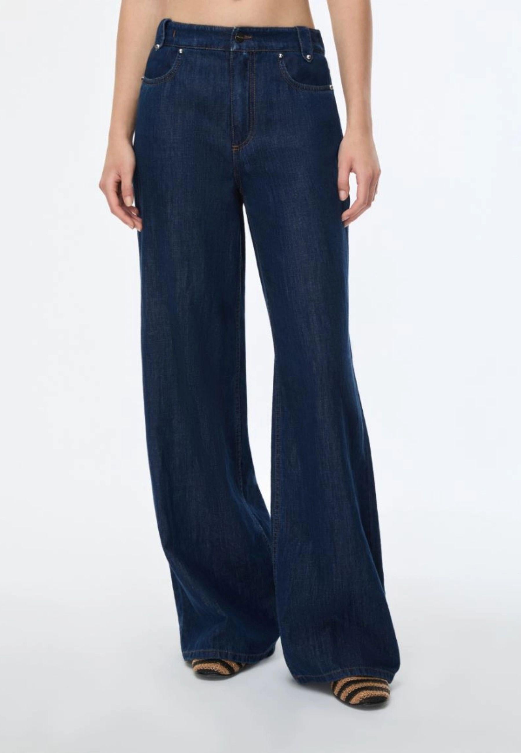 iBlues - Jeans wide leg in denim misto cotone e lino 