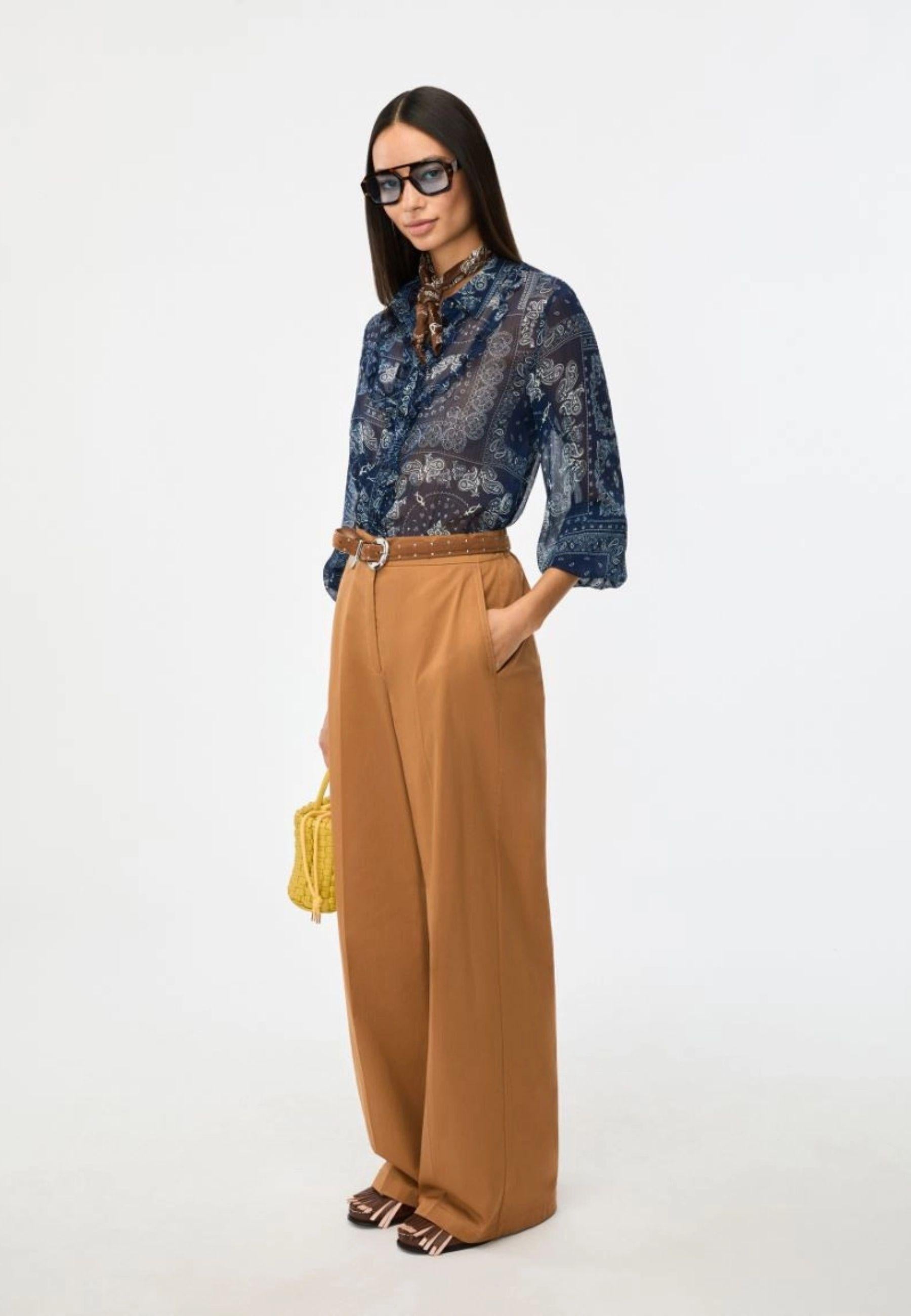 Pantaloni Wide Leg iBlues in Cotone Stretch 