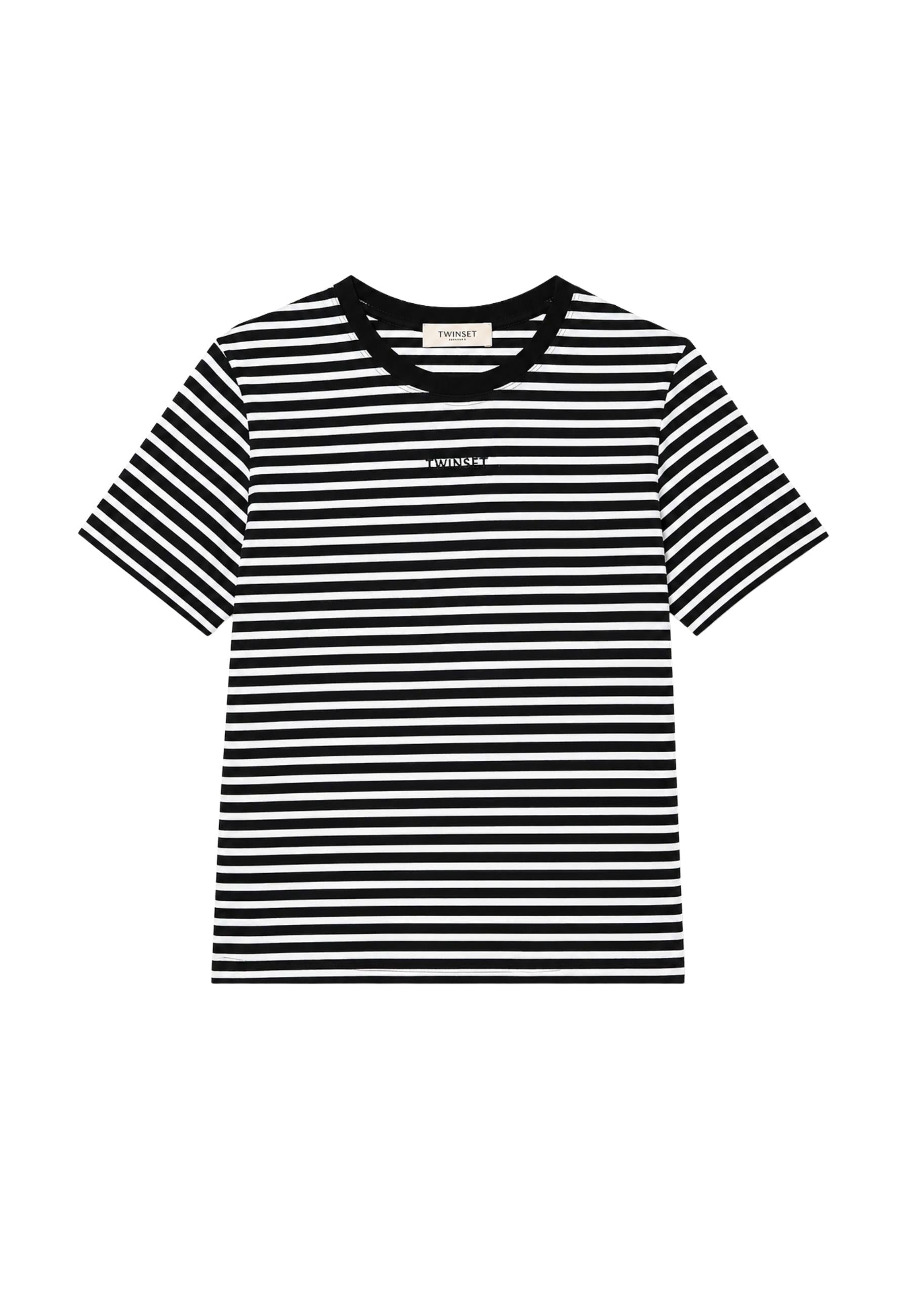 T-shirt Twinset a righe con logo ricamato 