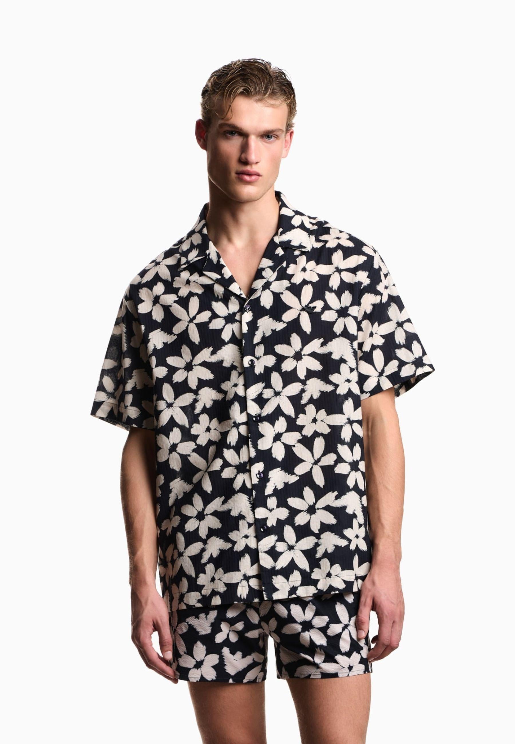 EMPORIO ARMANI - Camicia Beachwear Fantasia Flower Eagle 