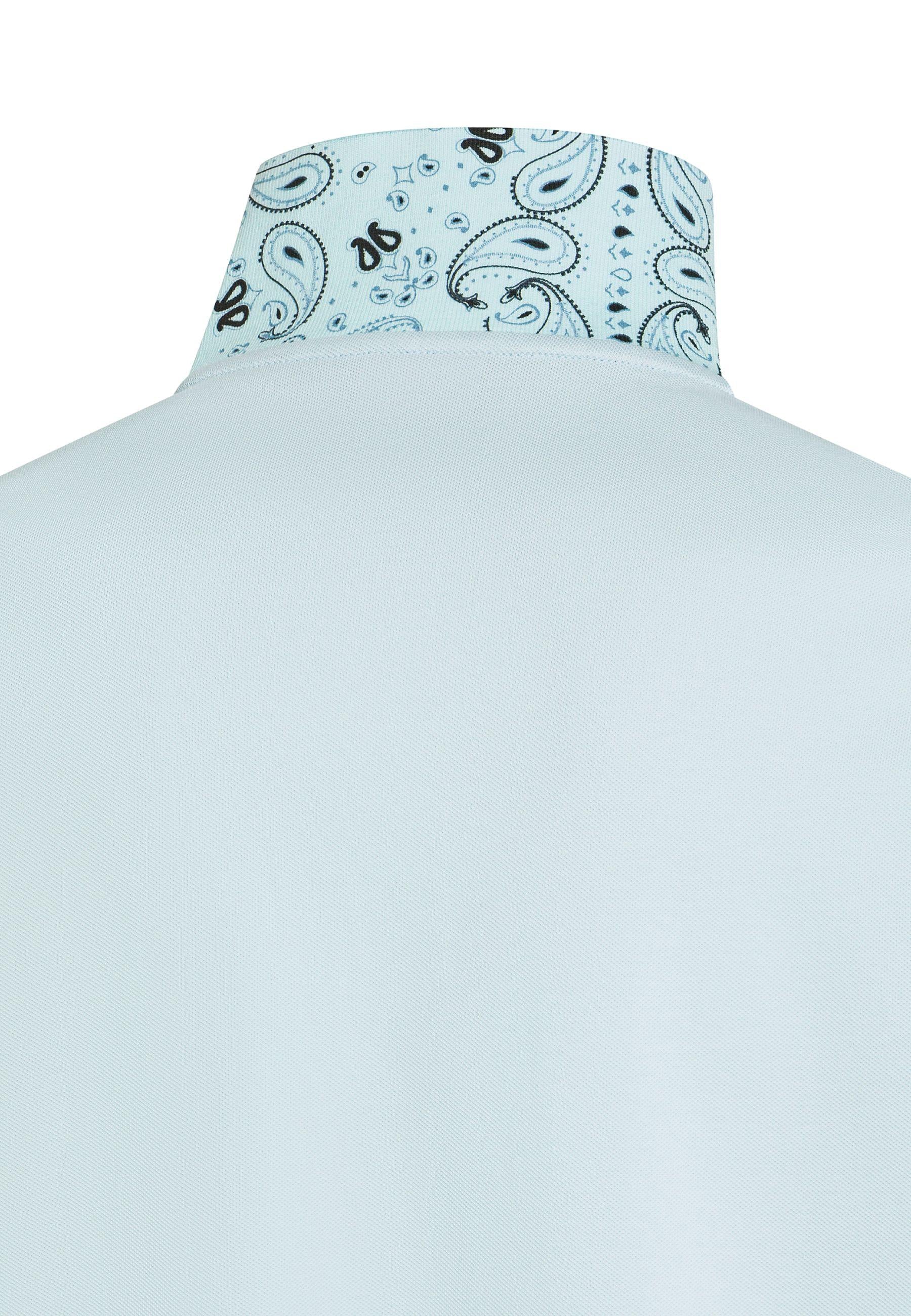 Polo con stampa paisley in cotone azzurro 