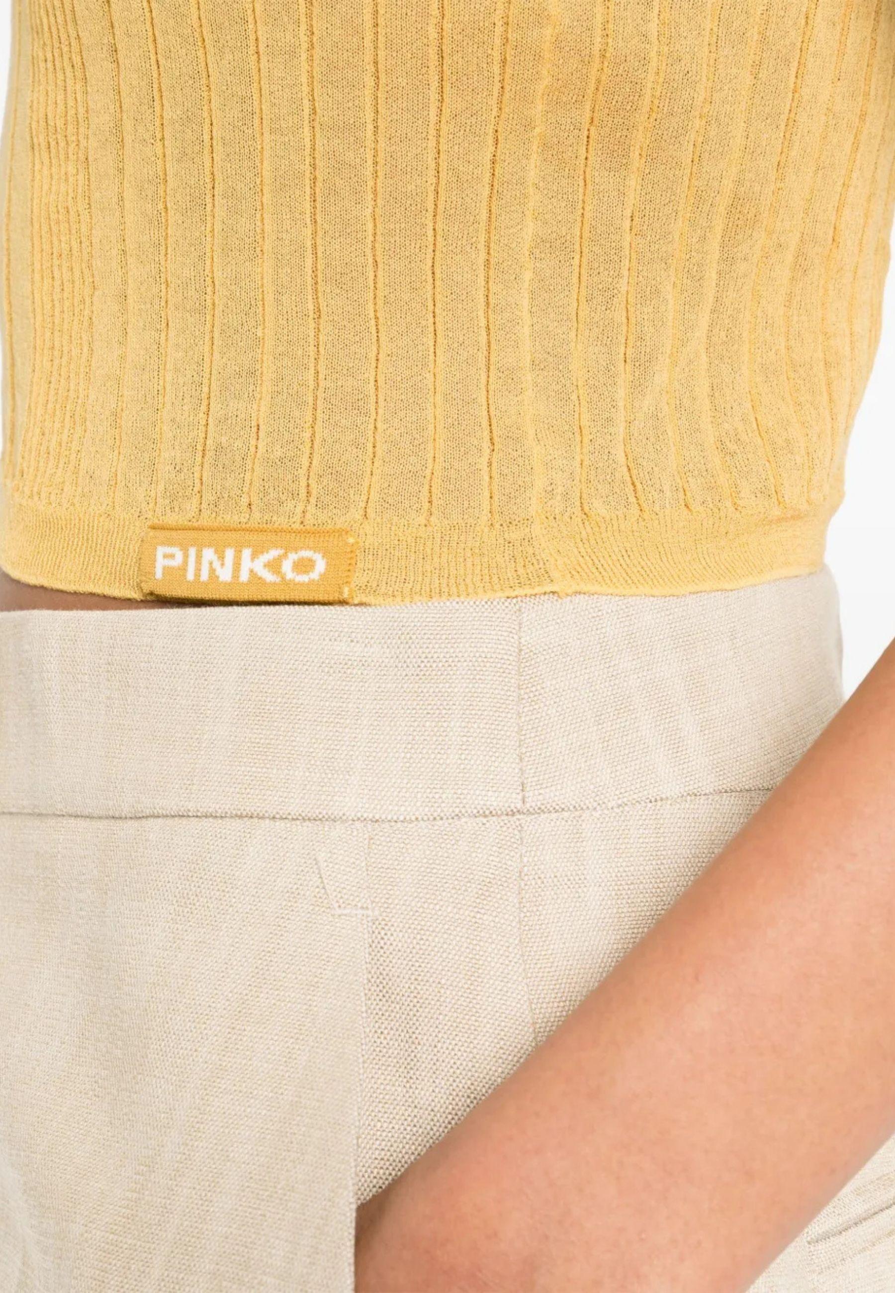 PINKO - T-shirt Donna in Maglia a Costine | Giallo Tramonto 