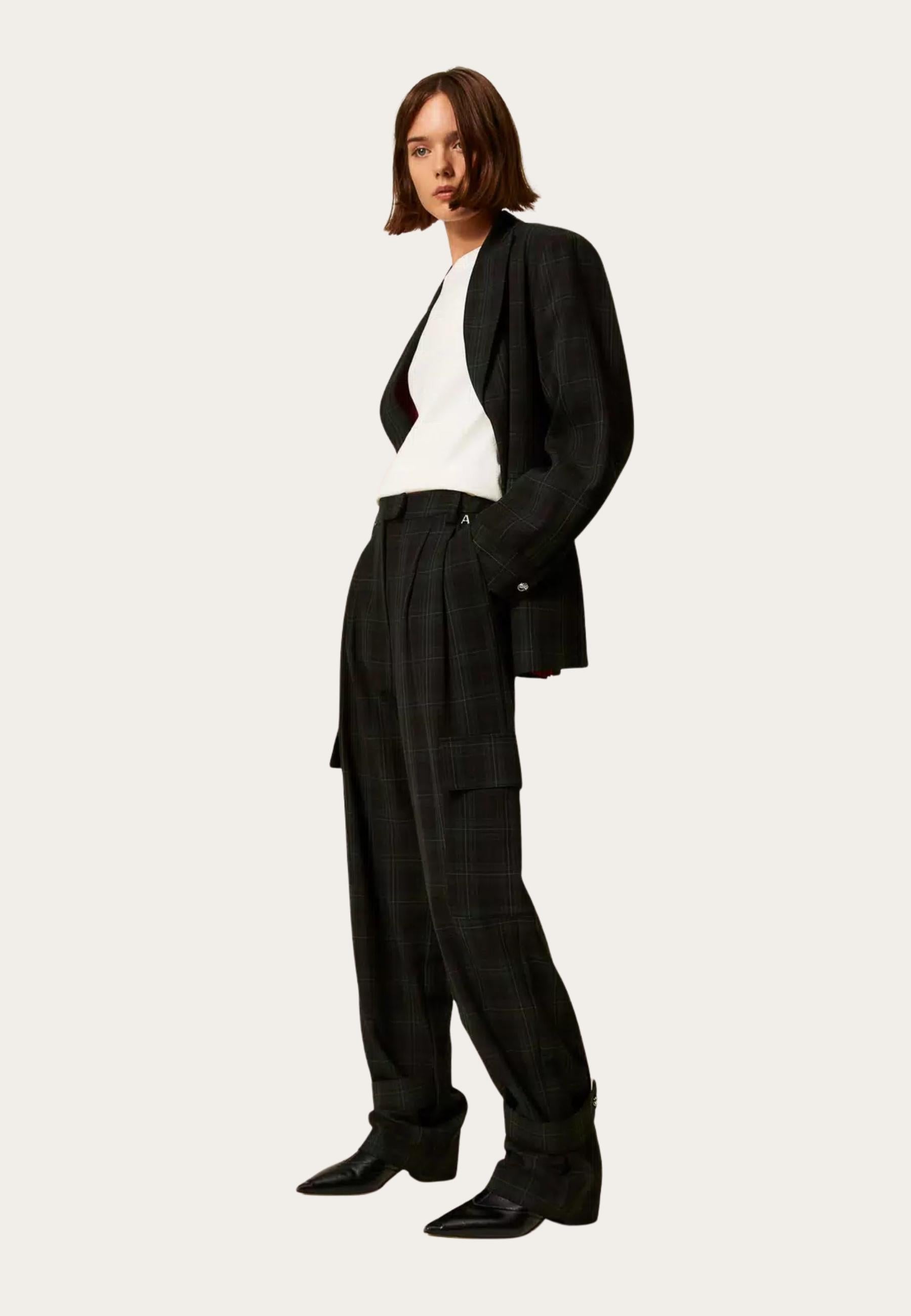 Pantaloni Cargo Actitude by Twinset in Tartan Verde 