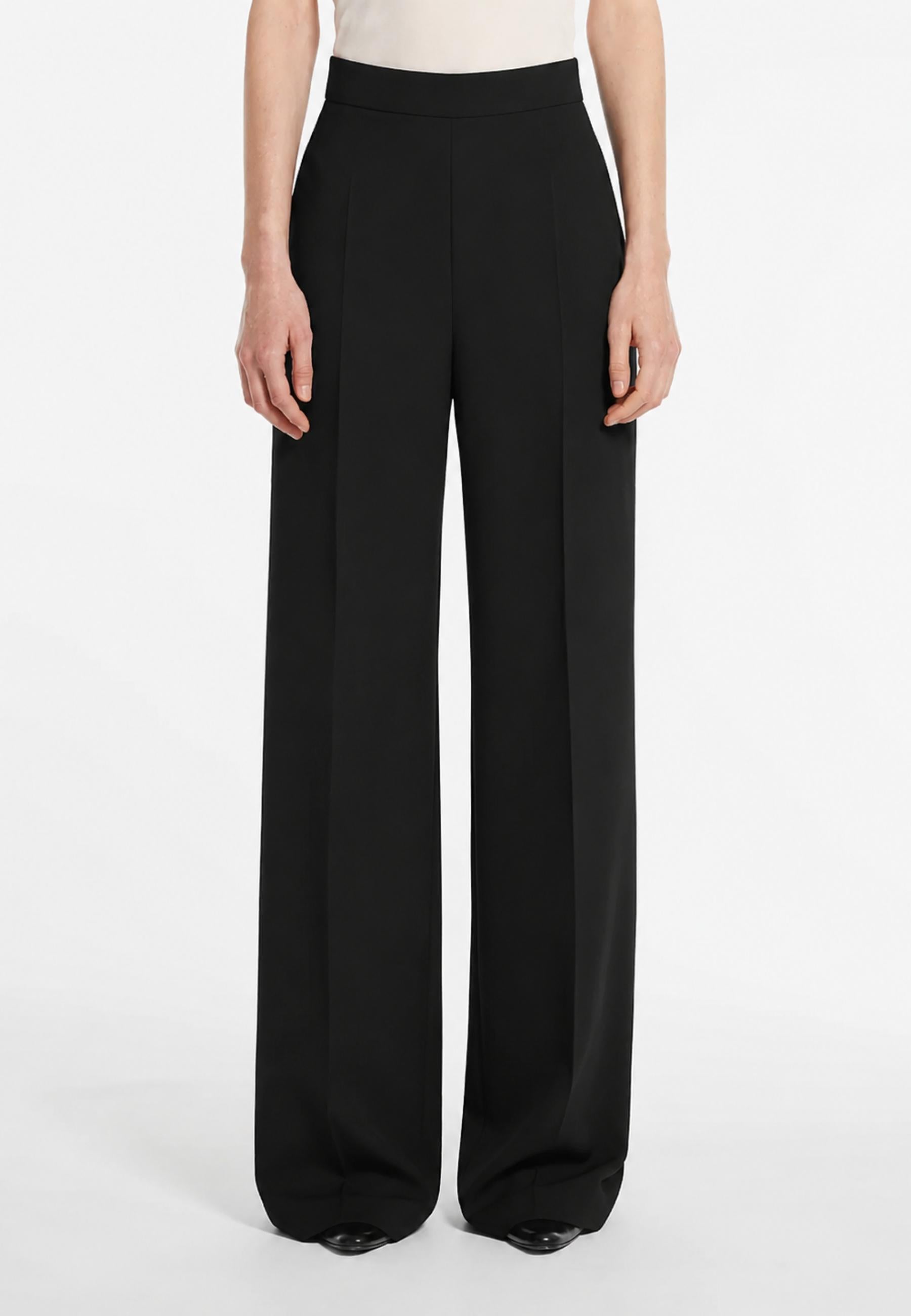 Max Mara Pantaloni Donna Maresca in Cady Nero a Vita Alta 