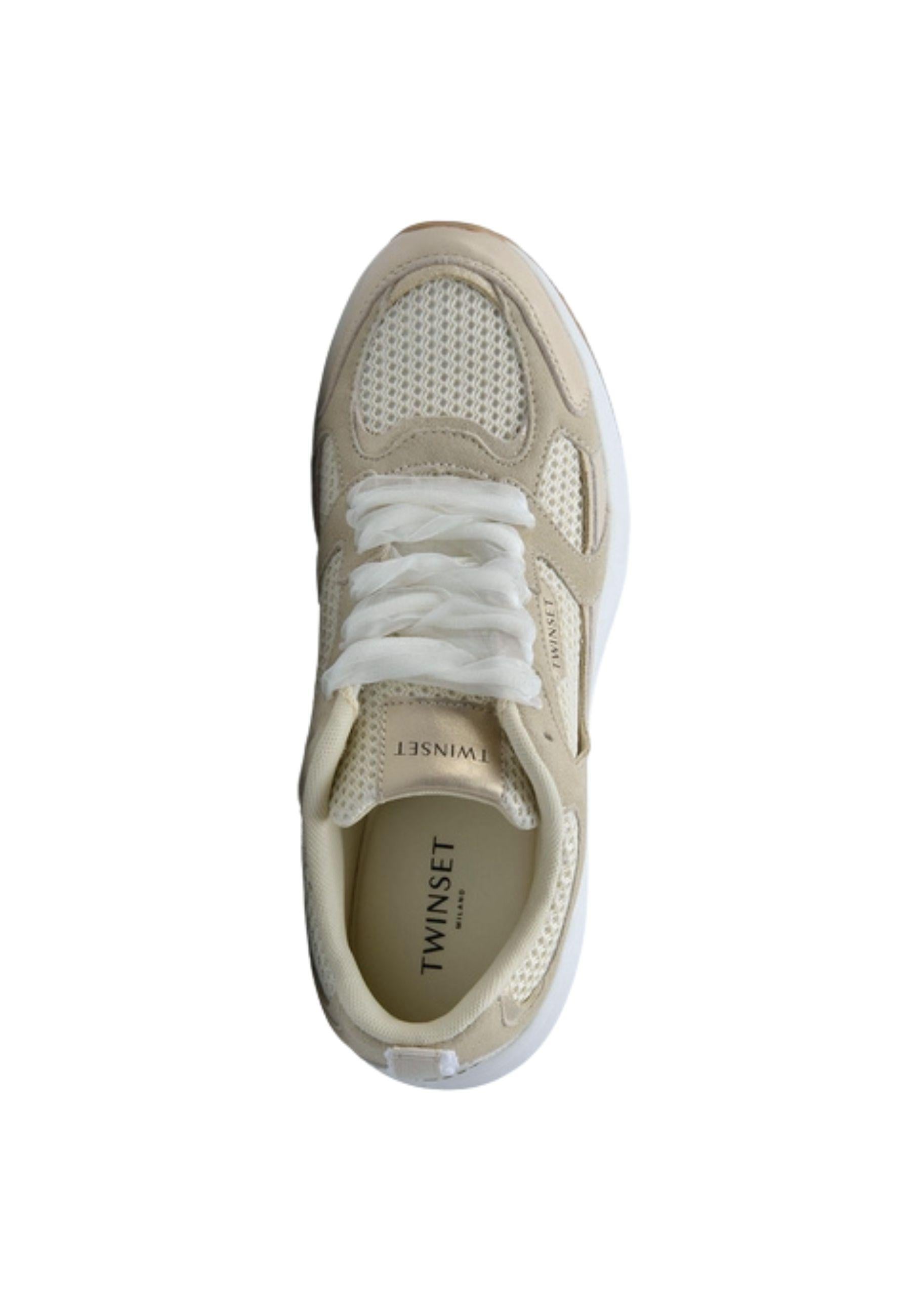 Sneakers platform in pelle e mesh 